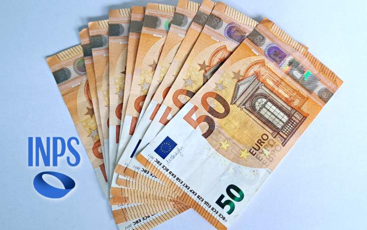 Banconote da 50€ e logo INPS