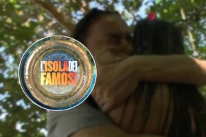 Logo Isola dei famosi e due concorrenti